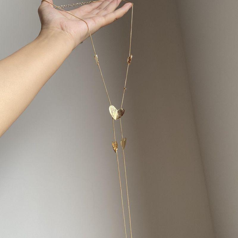 

European and American Style Long Metal Smooth Disc Tassel Necklace, Light Luxury, Simple and Unique, Adjustable Sweater Chain Accessory Gold Love Tassel Necklace