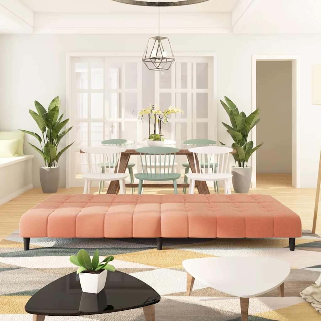2 Seater Sofa Bed in Pink Velvet