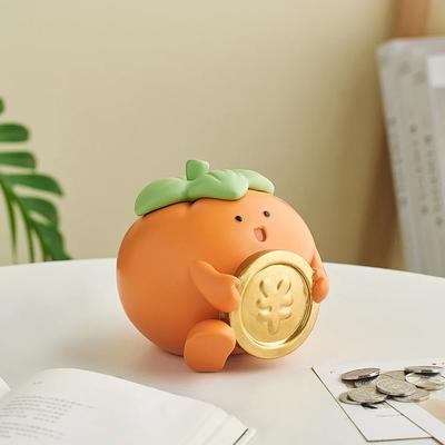 Artistic Home Decor Persimmon Piggy Bank Interior Bedside Table Ornament Nordic Simple Office Desk Resin Money Saving Box Crafts