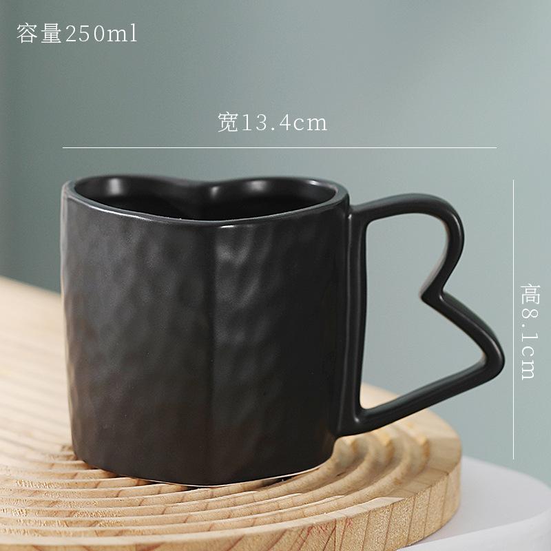 300ML European Ceramic Heart Coffee Cup Exquisite Afternoon Tea Flower Tea Latte Coffee Mug Home Use Heart-shaped Breakfast Mug
