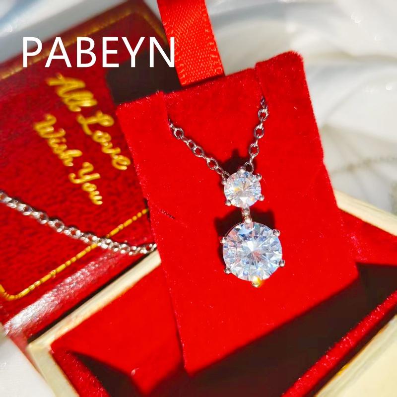 925 Sterling Silver Fashion Temperament Six-pronged Double Zircon Pendant Necklace Birthday Party Anniversary Gift