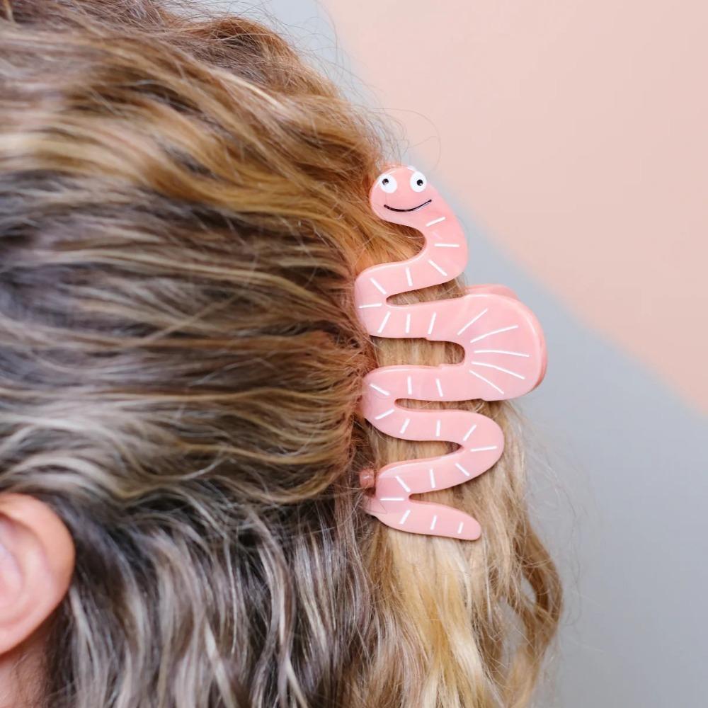Worm Worm Hair Claw Clip Cute Ponytail Holders Creative Shark Clip Gift