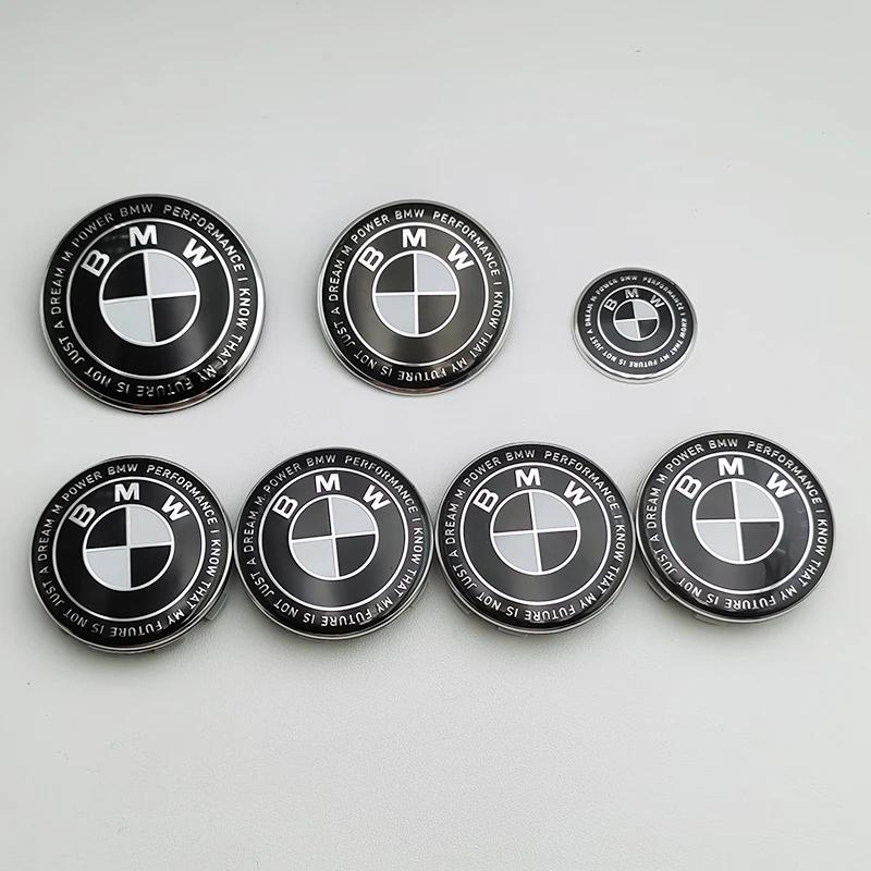 7-teiliges BMW Emblem Set 82mm 74mm 45mm 56mm 68mm Auto Front Motorhaube Logo Heckklappenplakette Radnabenkappen Aufkleber Lenkrad