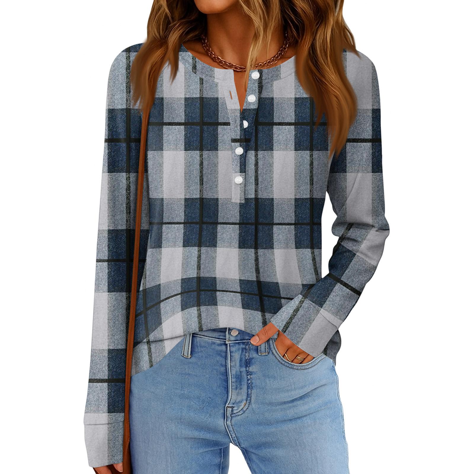 

Жіноча мода Вільний топ з довгим рукавом та круглим вирізом на кожен день XXXL