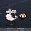 Elegant Gold-Plated Whale Brooch for Women with Zircon Inlay – High-Grade, Niche Lapel Pin with Anti-Exposure Button.