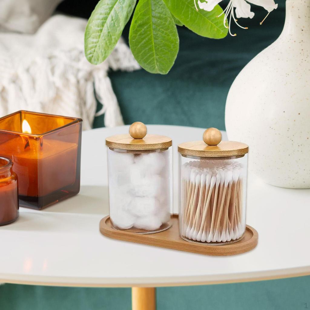 Qtip Holder Dispenser Makeup Organizer Dustproof Portable Transparent Storage Canister Jar for Floss