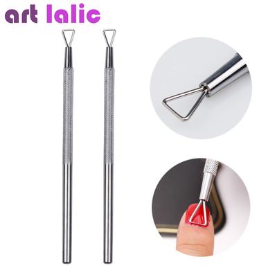 Barra removedora de esmalte de uñas UV en gel, de acero inoxidable, triangular, para piel muerta, empujador de cutículas, limpiador y pulidor de uñas.