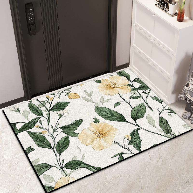 Entry Door Floral Silk Floor Mat Household Entrance Door Dirt Mat Outdoor Dirt Resistant Dust Removal Can Be Tailored Carpet