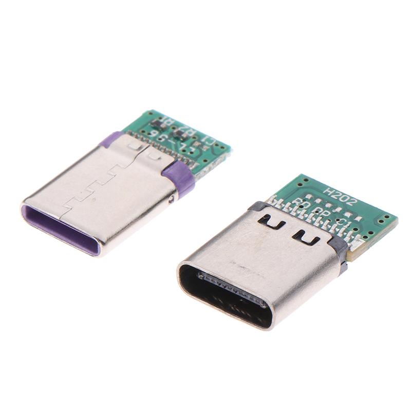 5 ცალი USB 3.1 ტიპის C კონექტორი შედუღების მავთულით და კაბელით, მხარს უჭერს PCB დაფას