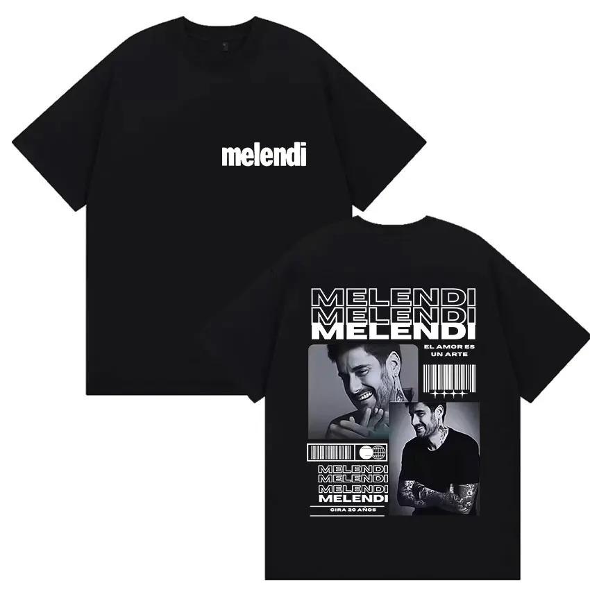 Rapper Melendi Tour 2025 Album Merch T Shirts Men's Vintage Gothic Oversized Cotton T-shirt Plus Size Streetwear Cotton Hip Hop
