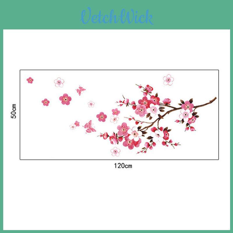 Charming 3d Room Peach Blossom Flower Butterfly Vinyl Wall Art Decal For Living Room