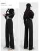 Women's High-Waisted Straight-Leg Black Jeans with Plus Velvet - Slimming & Wide-Leg, Petite Fit, Spring/Autumn 2025.