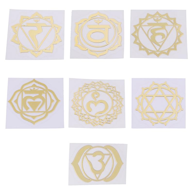 7 Pcs Sacred Geometry Metal Stickers Delicate Flower of Life Chakras Stickers Pyramid Meditation Art Resin Filler Supply 1