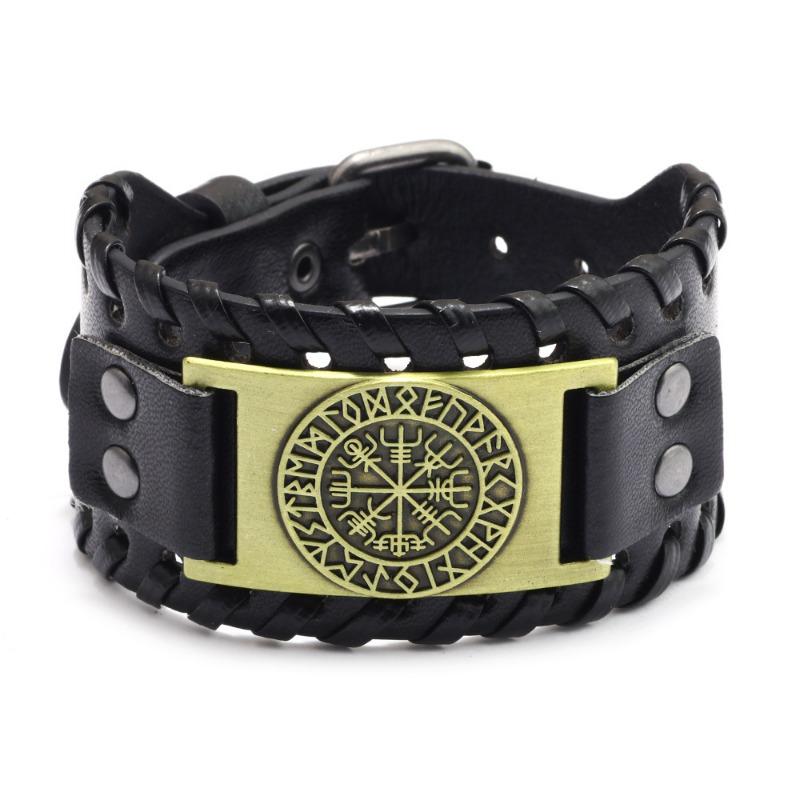 Pirate Vintage Bracelet Compass Men's Wide Bracelet Leather Bracelet