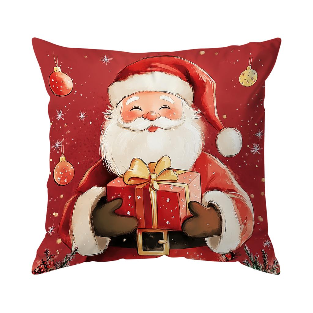 45X45Cm Winter Red Retro Christmas Pillowcase Bedroom Cushion Cover 100% Polyester Living Room Cushion Pillowcase Home Decor