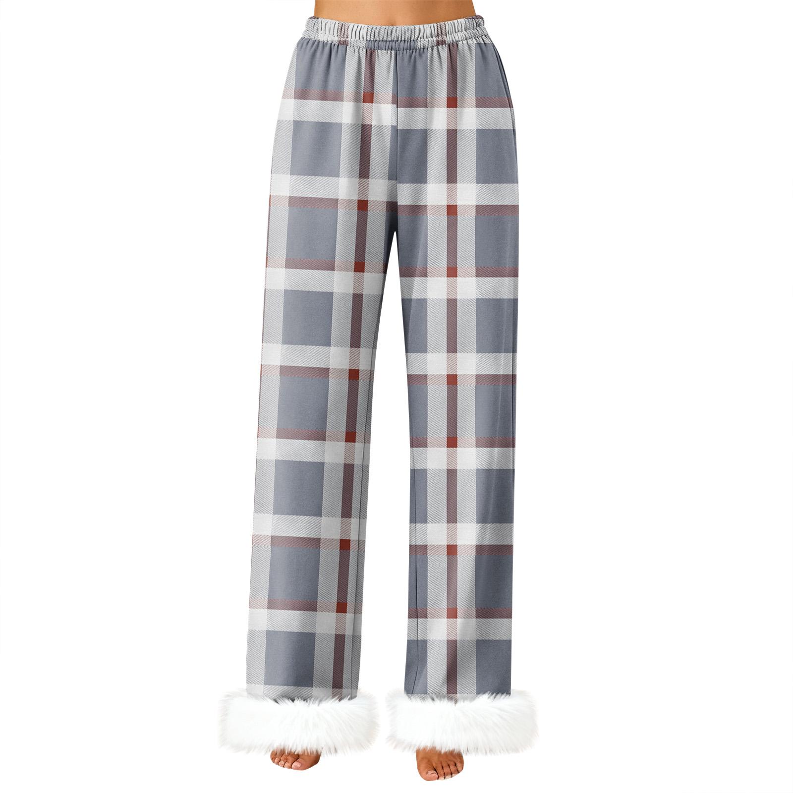 

Women s Fashionable Casual Trousers, Plaid Print Trousers S