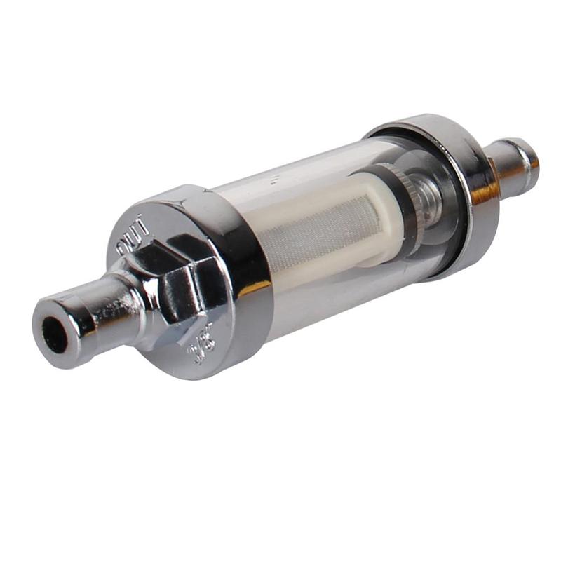 10mm 3/8'' Universal Chrome Glass Fuel Filter Car Petrol Diesel Inline Reusable