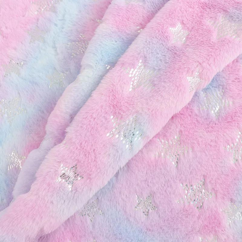 160x50cm Five Pointed Star Hot Silver Tie Dyed Rabbit Fabric For Winter Warm Pajamas Cushions Pet Products Pillow Fabric TJ21169