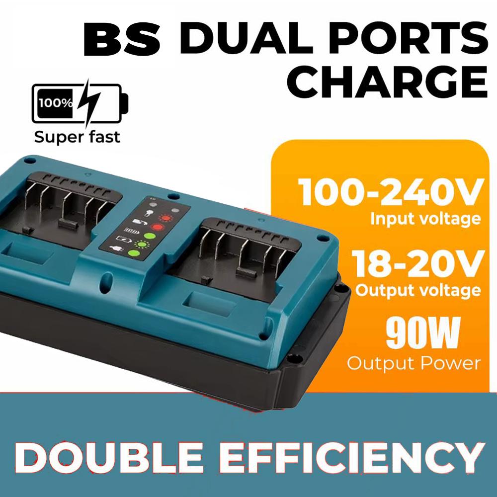 Battery Charger For Bosch Replacement Charger Station Suitable for Bosch 18V BAT609 BAT609G Lithium-Ion Battery 2-Port Charging