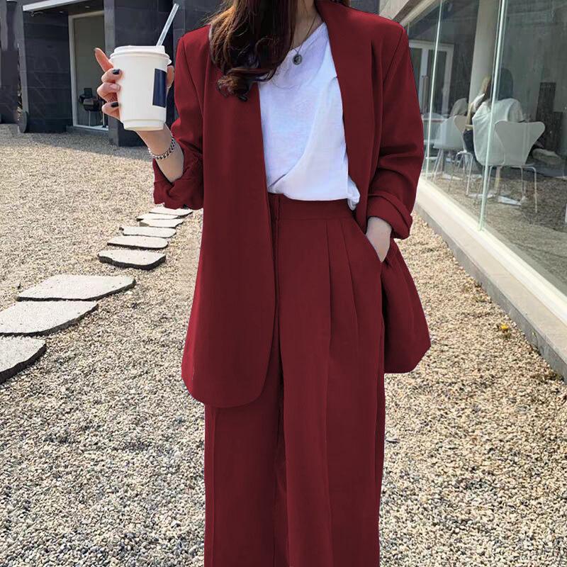 Korean Style 2025 Loose Casual Padded Shoulder Suit Jacket - Multiple Colors
