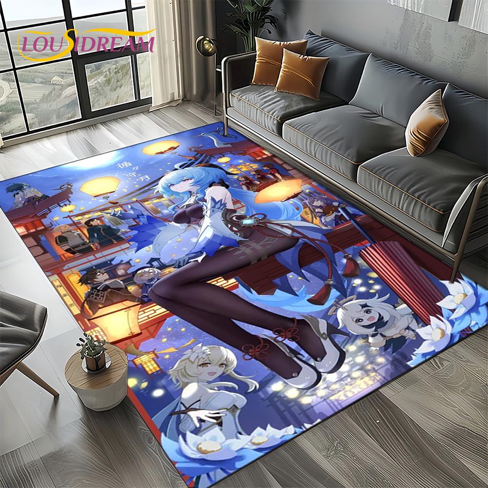 2025 New Cartoon Genshin Impact Character Solo Game Carpet Rug for Living Room Bedroom Home Sofa Decoration,Non-slip Floor Mat