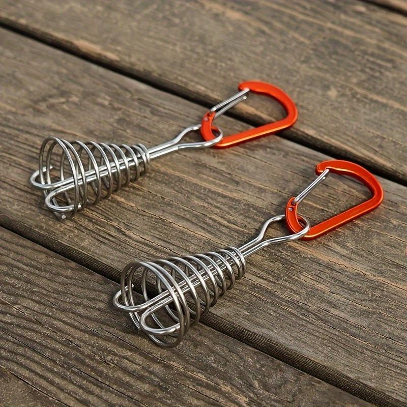 1pc Windproof Adjustable Anchor Pegs with Carabiner and Spring Buckle - Perfect for Camping and Outdoor Activities