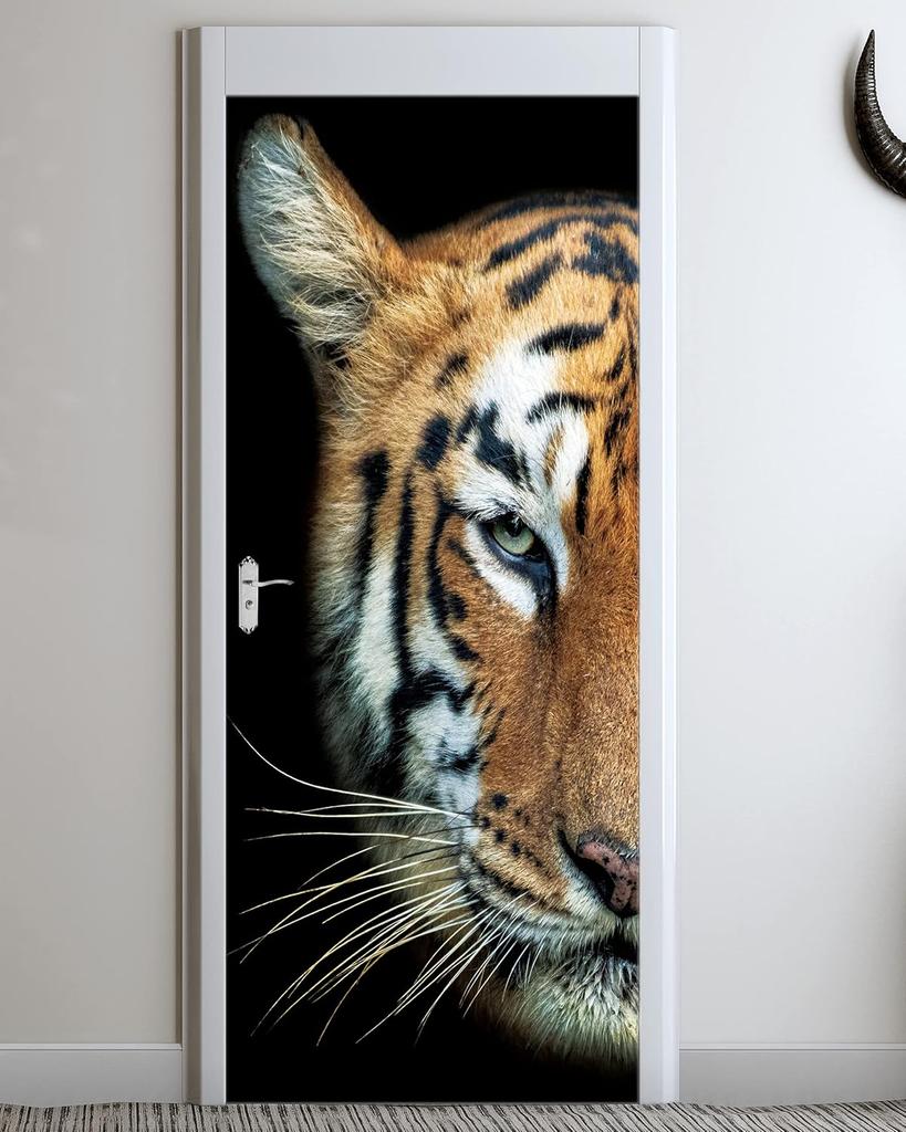 9Stlye Bookcase Peel and Stick Door Sticker Mural Self-Adhesive, Removable Waterproof Vinyl Door Decal for Bedroom and Living Room Wall Decoration