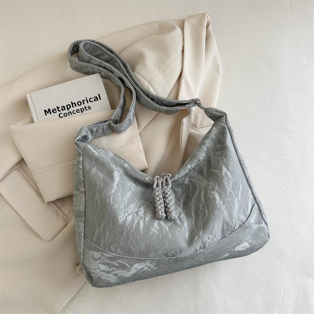 Soft Solid Color Tote Bag Large Capacity PU Leather Handbag All-Match Texture Crossbody Bag  Daily