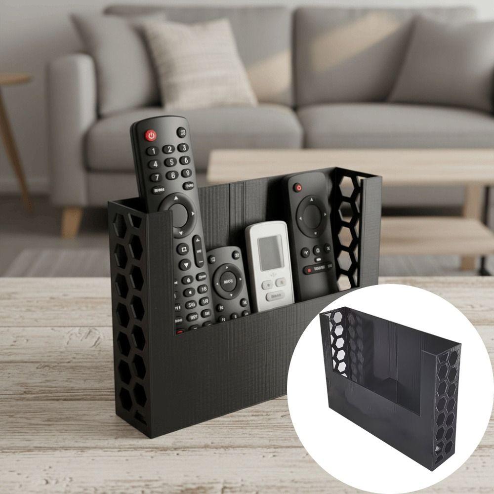 Black Color Remote Control Organizer Honeycomb Design Honeycomb Storage Box  Living Room