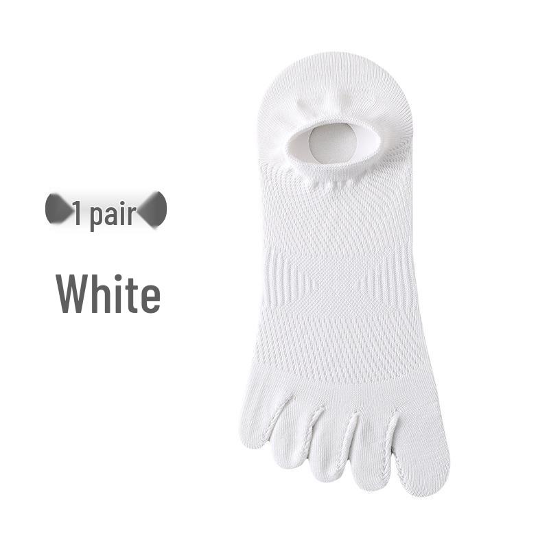 

Сетчатые мужские хлопковые носки с пятью пальцами, антибактериальные, впитывающие пот и устойчивые к запаху (Индивидуально упакованный) One Size (Fits 37-42) белый