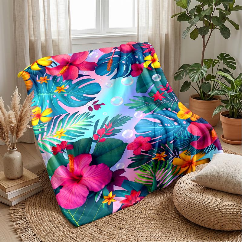 Vibrant Peony Floral Design Theme blanket Lightweight Warm Flannel Blanket Decorative Throw Blanket for Home Decoration