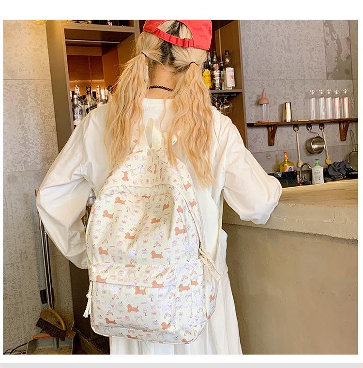 Versatile Floral Dachshund Backpack for Girls, Middle & College Students