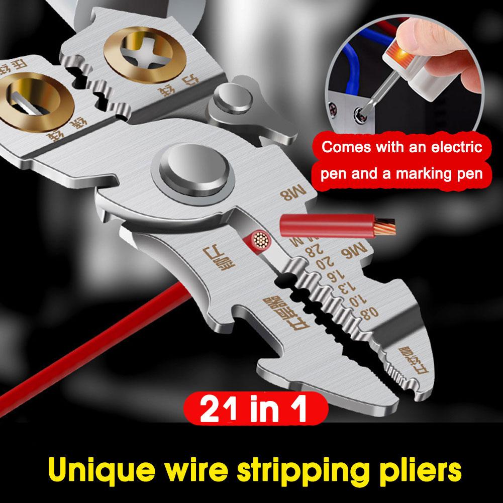 Multi Functional Wire Stripping Pliers 21in1 Crimper Stripper Hand Pen Tools With For Electrici U1R6