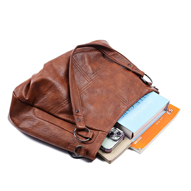 Middelaldrende tøyveske for kvinner Skulder Crossbody-veske Håndveske med stor kapasitet Mykt skinn morveske