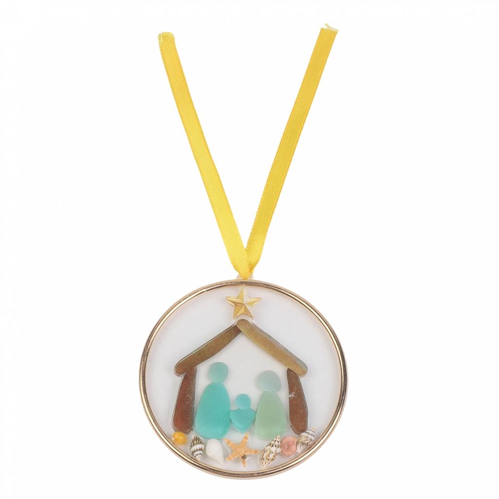 Coastal Nativity Ornament Jesus Birth Ornament Golden Star Accent