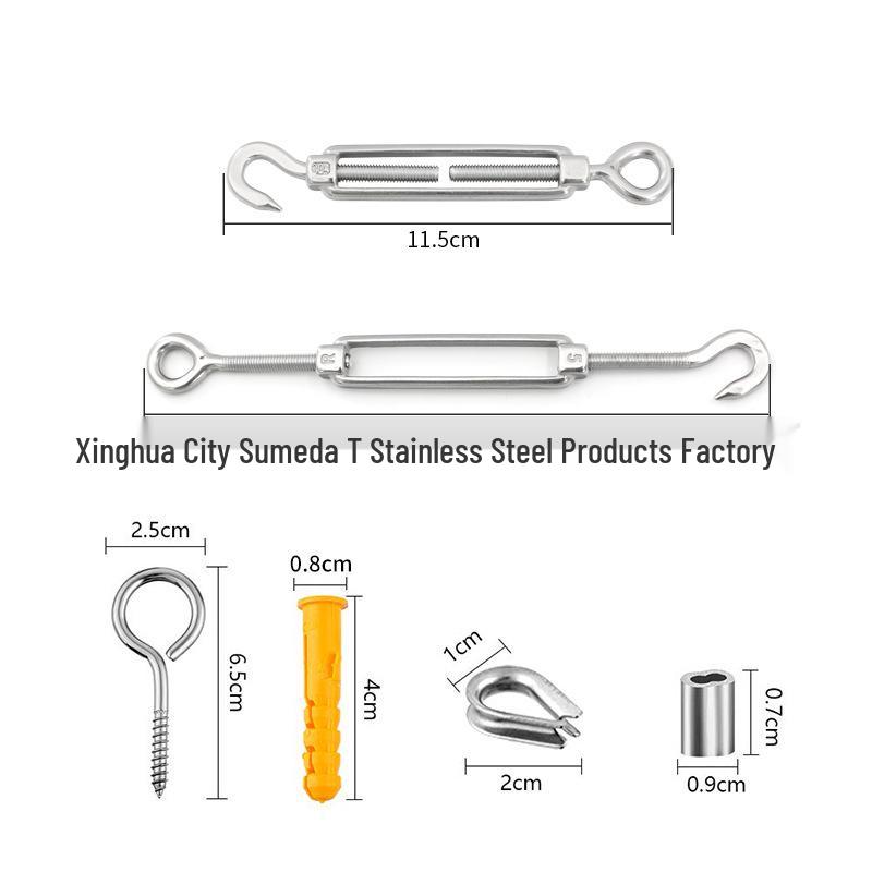 Edelstahl PVC-beschichtetes Drahtseil Spannschloss-Set für Außenbeleuchtung und Gartendekoration