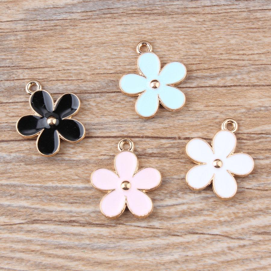 Double-Sided 5-Petal Flower Alloy Pendant for DIY Jewelry