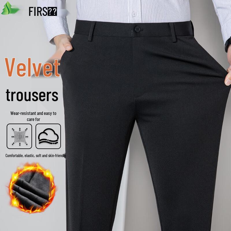 

Shanshan Men s Fleece-Lined Business Casual Straight-Leg Pants 32
