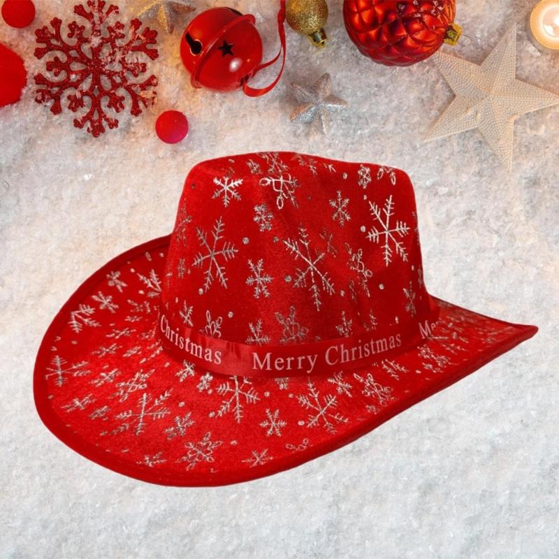 Christmas Top Hat for Women Men Holiday Celebration Cowgirl Hat Unisex Party Hat Festival Caps Party Props Costume Hat