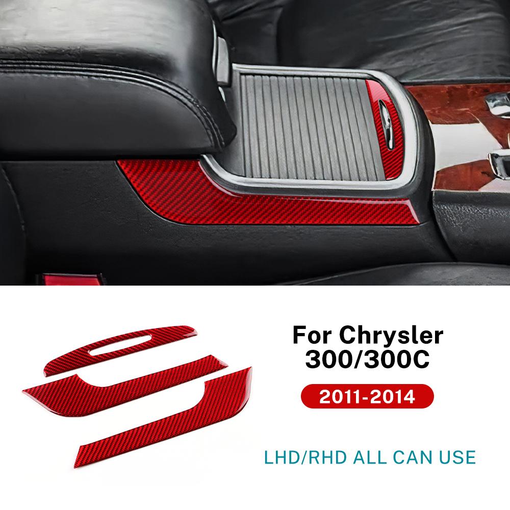 For Chrysler 300 300C 2011 2012 2013 2014 Real Soft Carbon Fiber Sticker LHD RHD Car Central Control Cup Panel Accessories