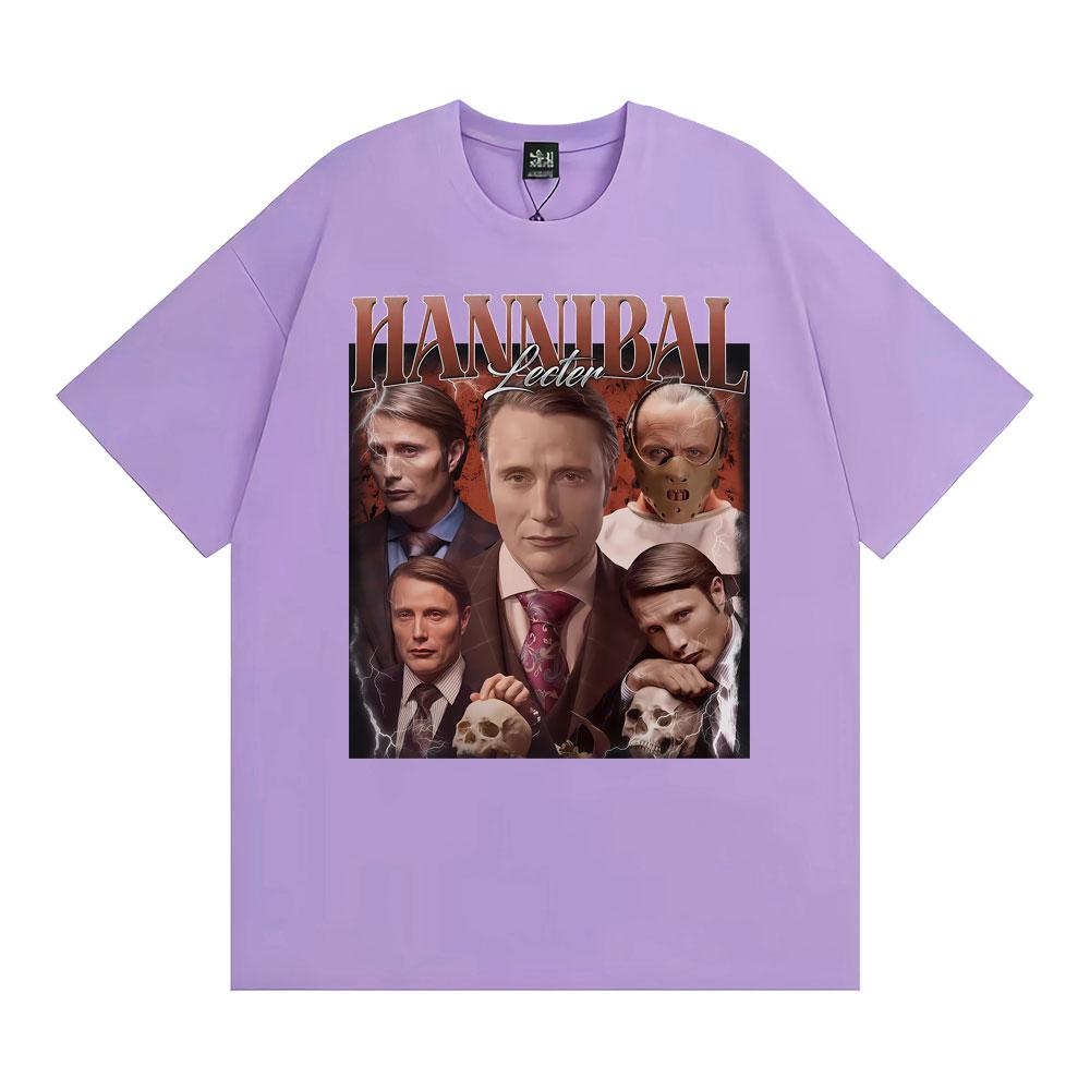 Vintage Style Hannibal Lecter Mads Mikkelsen T-shirt Men Women Fashion Casual Oversized T Shirts Summer Tops 100% Cotton T Shirt