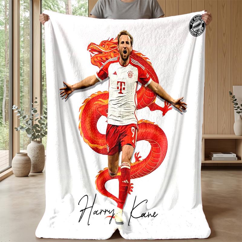 Harry Kane Theme Blanket Soft Flannel Blanket Plush Throw Blanket Cozy Sofa Bed Blanket for Home Decor