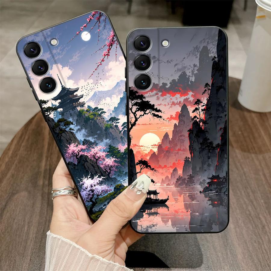 Ink Art Print Japanese Landscape Mountain Case for Samsung Galaxy A73 A51 A32 A22 A24 A55 A41 A53 A35 A23 A25 A71 A52 A36 A26