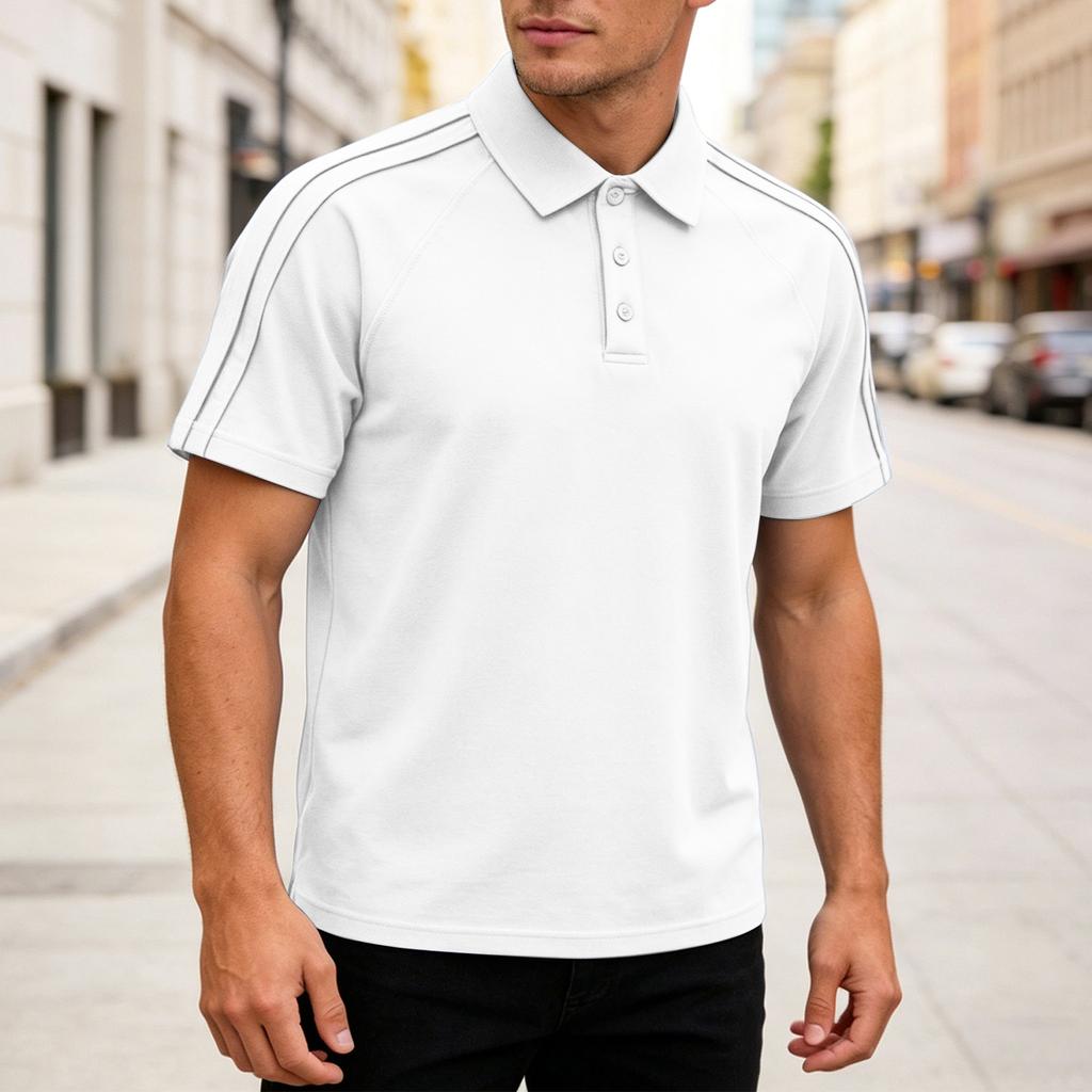 Men's Casual Lightweight Breathable Short Sleeve Polo Shirt with Classic Collar and Button Placket Suitable for Everyday Wear