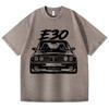Retro Vasket Vintage T-skjorte E30 Bil 100% Bomull T-skjorte Fleece Tykk Varm Dame Herre Hip Hop Trykket Rund hals T-skjorte