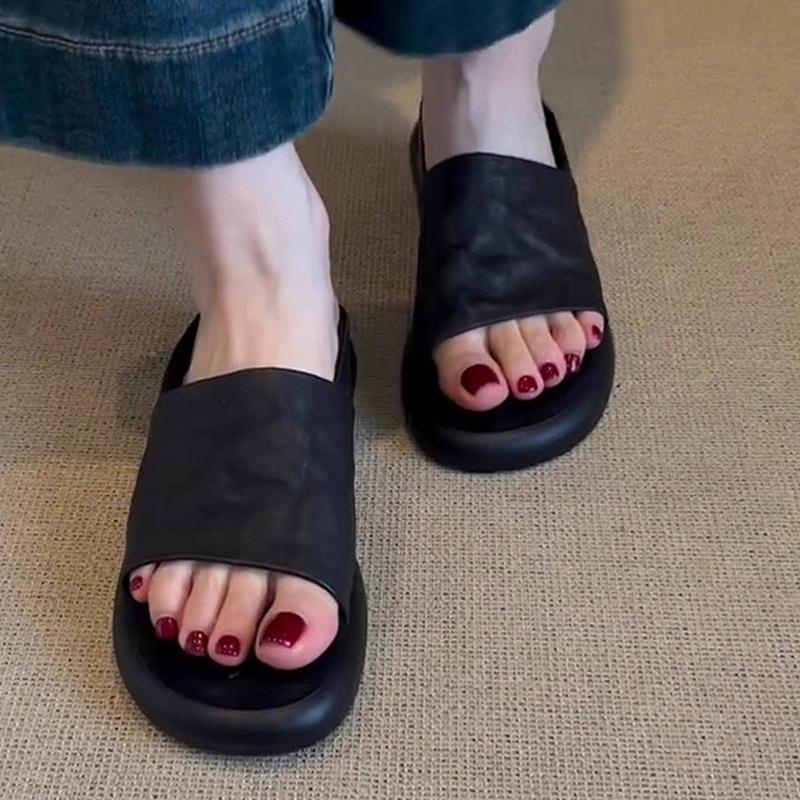 

Fashion Flats Platform Women Slippers Casual Cozy Shoes Walking Dress Woman Sandals Summer 2025 Beach Flip Flops New Brand Ladies Slides 40 чёрный