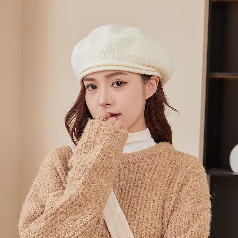 Béret pour femme Chapeau français classique - Béret élégant en laine noire pour fête Déguisement romantique sur le thème français