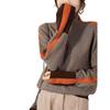 Autumn and winter design sense lazy loose contrasting color sleeves full imitation wool turtleneck knitted sweater women's autumn and winter