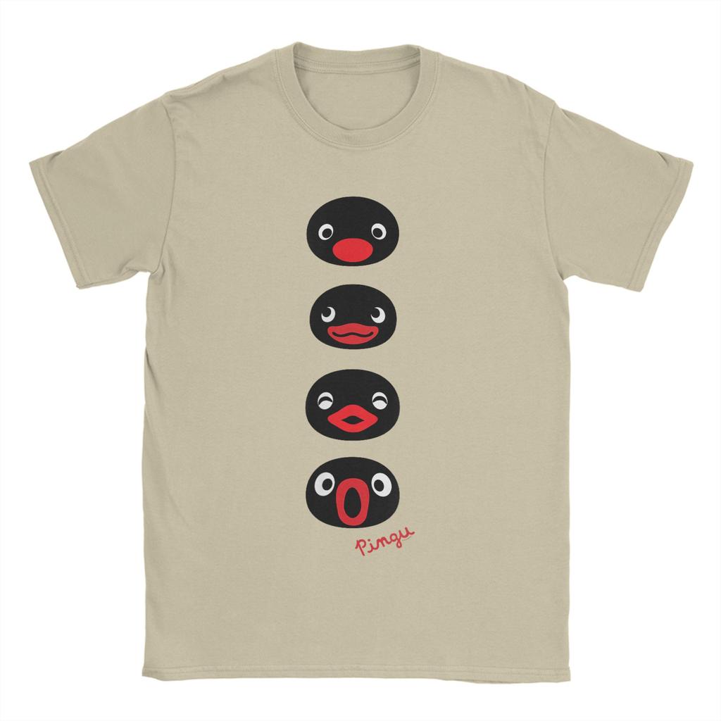 Amazing Pingu Faces of Pingu T-Shirt for Men O Neck Pure Cotton T Shirt Short Sleeve Tees Summer Tops