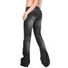 Casual Lady Jeans Mid Waist Plus Size Flare Design Denim Pants for Daily Wear